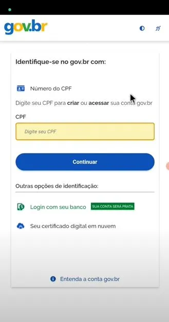 Crie uma conta no Gov.br
